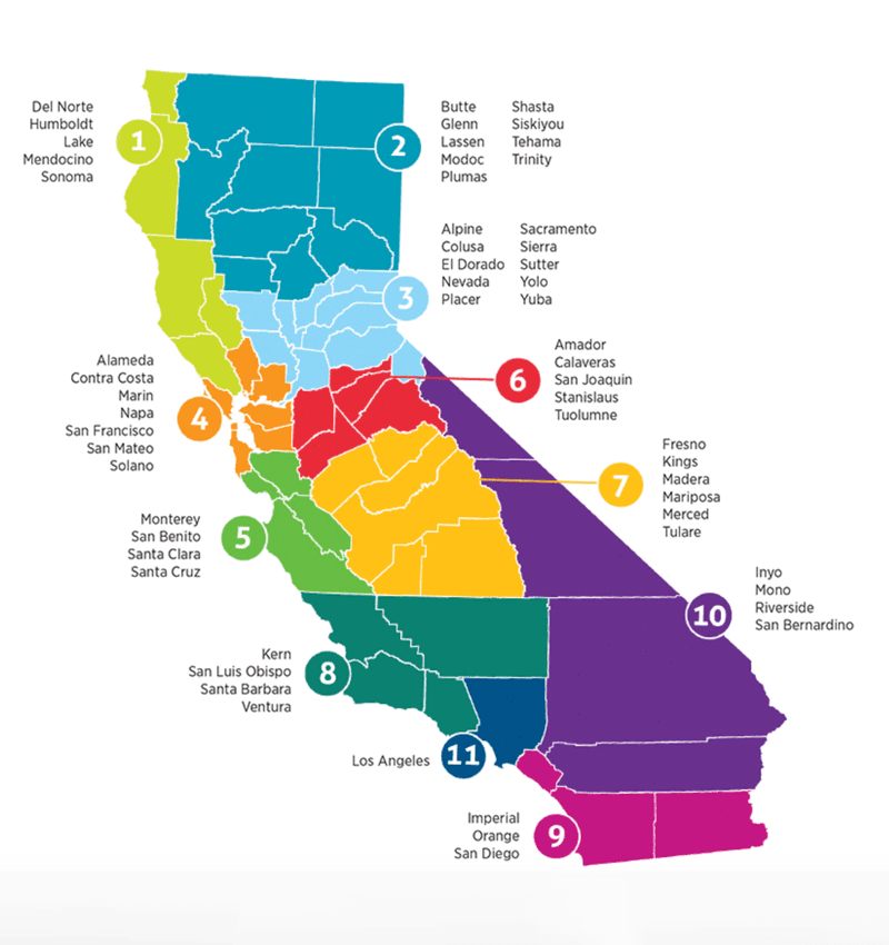 CA map of school regions - CCSESA Arts Initiative